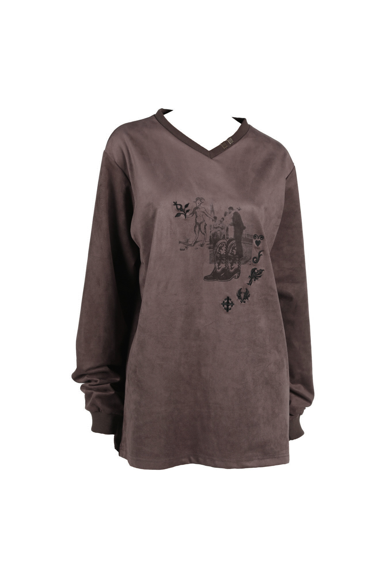 Old memory suede T shirts (BROWN)